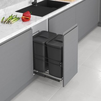 S-2593-A  STARAX سلة مهملات سكة ارضية 35+35 لتر