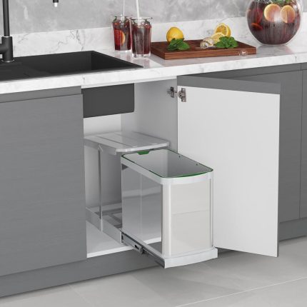 S-2572-G  STARAX سلة مهملات سكة ارضية 24 لتر ستانلس ستيل